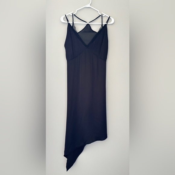 Zara Dresses & Skirts - Zara Baby Doll Slip Dress Asymmetrical Strappy Dark Romantic Feminine Black Med